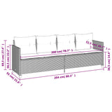vidaXL 5-delige Loungeset met kussens poly rattan zwart