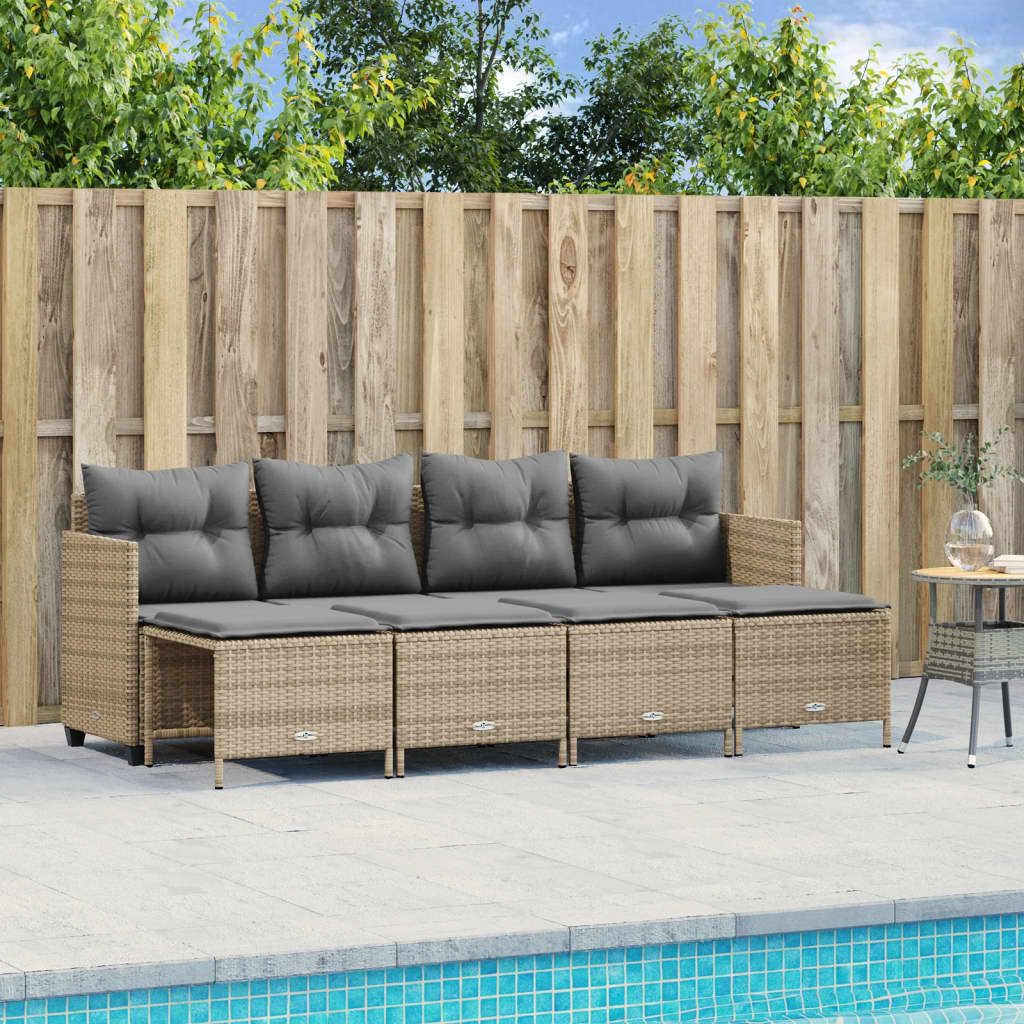 vidaXL 5-delige Loungeset met kussens poly rattan zwart