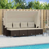 vidaXL 5-delige Loungeset met kussens poly rattan zwart