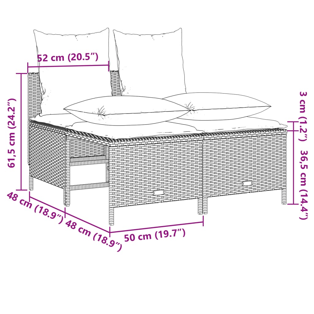 vidaXL 5-Piece Lounge Set with Cushions Poly Rattan Black