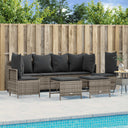vidaXL 5-Piece Lounge Set with Cushions Poly Rattan Black