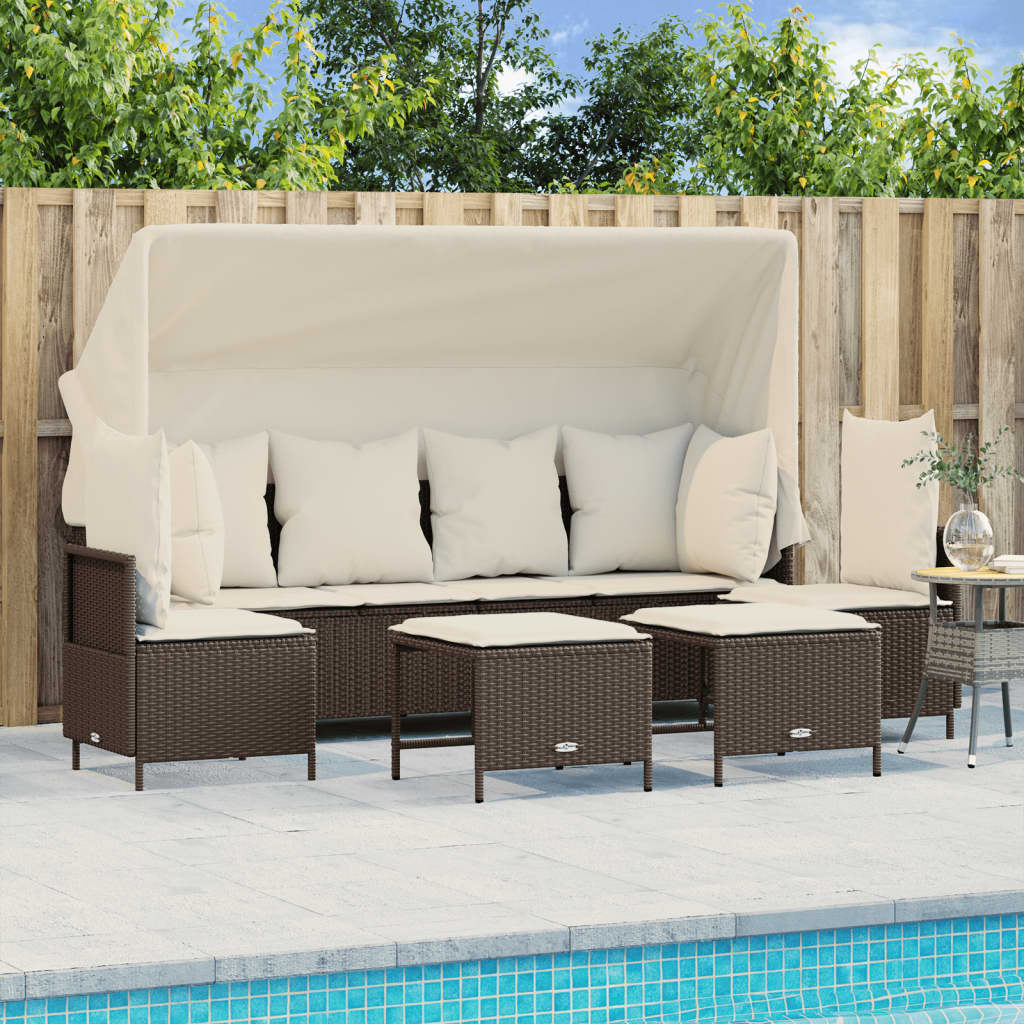 vidaXL 5-Piece Lounge Set with Cushions Poly Rattan Black