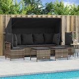 vidaXL 5-Piece Lounge Set with Cushions Poly Rattan Black