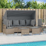 vidaXL 5-Piece Lounge Set with Cushions Poly Rattan Black