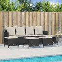 vidaXL 5-delige Loungeset met kussens poly rattan zwart