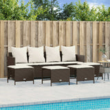 vidaXL 5-delige Loungeset met kussens poly rattan zwart