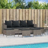 vidaXL 5-delige Loungeset met kussens poly rattan zwart