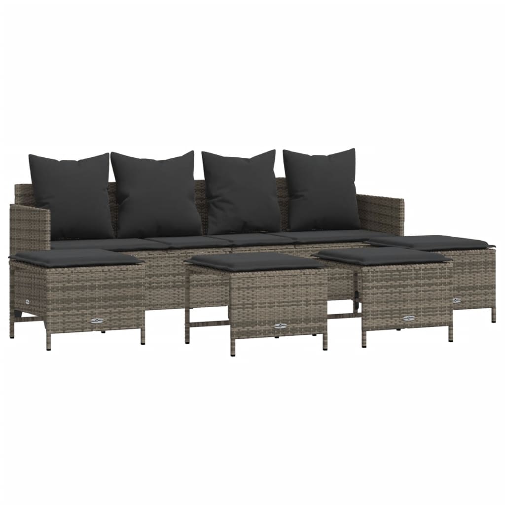 vidaXL 5-delige Loungeset met kussens poly rattan zwart