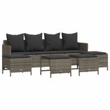 vidaXL 5-delige Loungeset met kussens poly rattan zwart