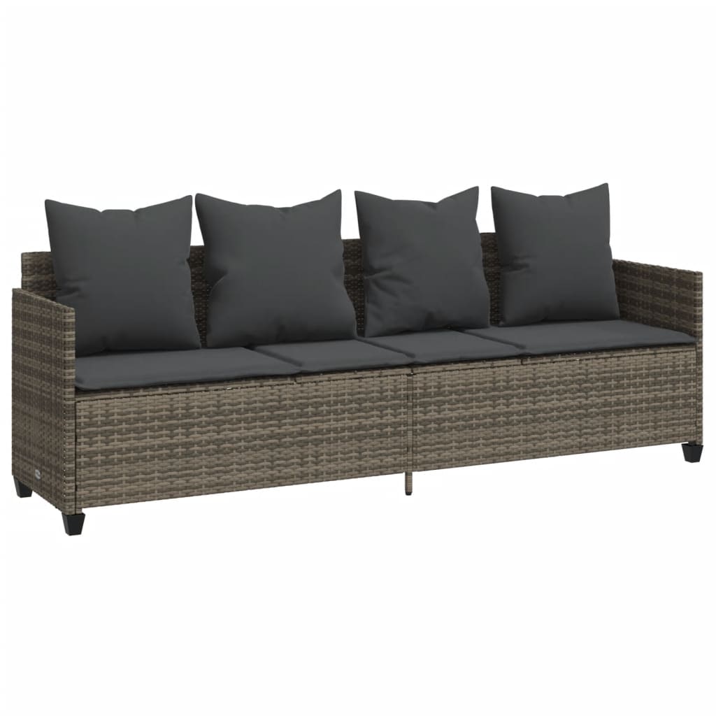vidaXL 5-delige Loungeset met kussens poly rattan zwart