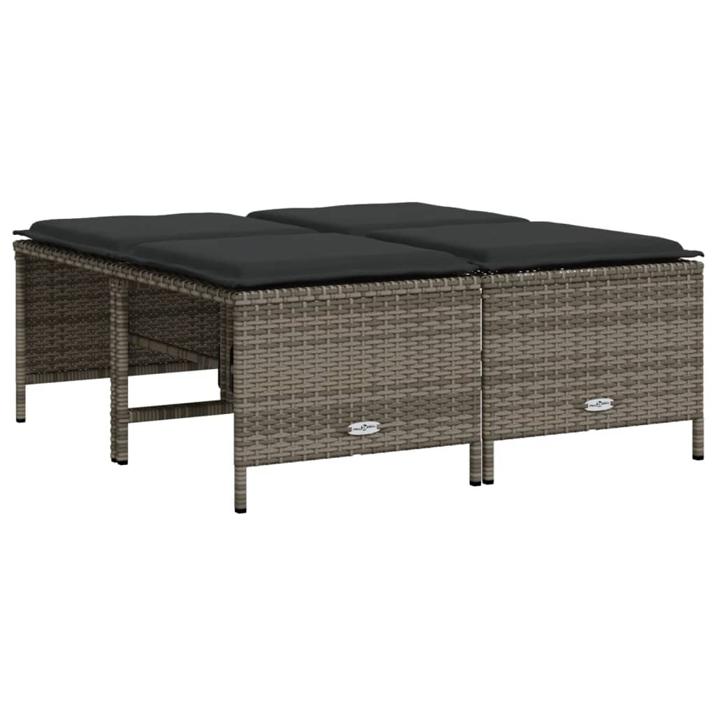 vidaXL 5-delige Loungeset met kussens poly rattan zwart