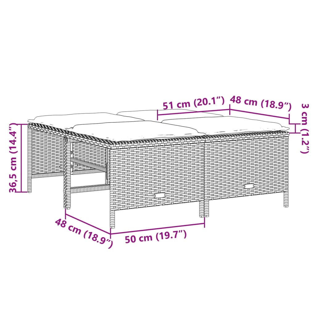 vidaXL 5-delige Loungeset met kussens poly rattan zwart