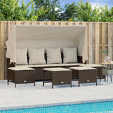 vidaXL 5-delige Loungeset met kussens poly rattan zwart