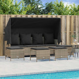 vidaXL 5-delige Loungeset met kussens poly rattan zwart