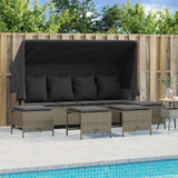 vidaXL 5-delige Loungeset met kussens poly rattan zwart