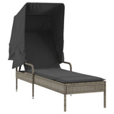 vidaXL Ligbedden 2 st met luifels en tafel poly rattan zwart