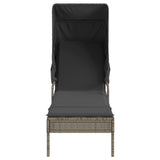 vidaXL Ligbedden 2 st met luifels en tafel poly rattan zwart