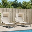 vidaXL Ligbedden 2 st met luifels en tafel poly rattan zwart