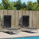 vidaXL Ligbedden 2 st met luifels en tafel poly rattan zwart