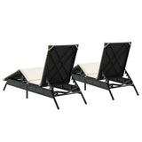 vidaXL Ligstoelen 2 st met kussens poly rattan zwart