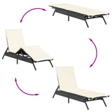 vidaXL Ligstoelen 2 st met kussens poly rattan zwart