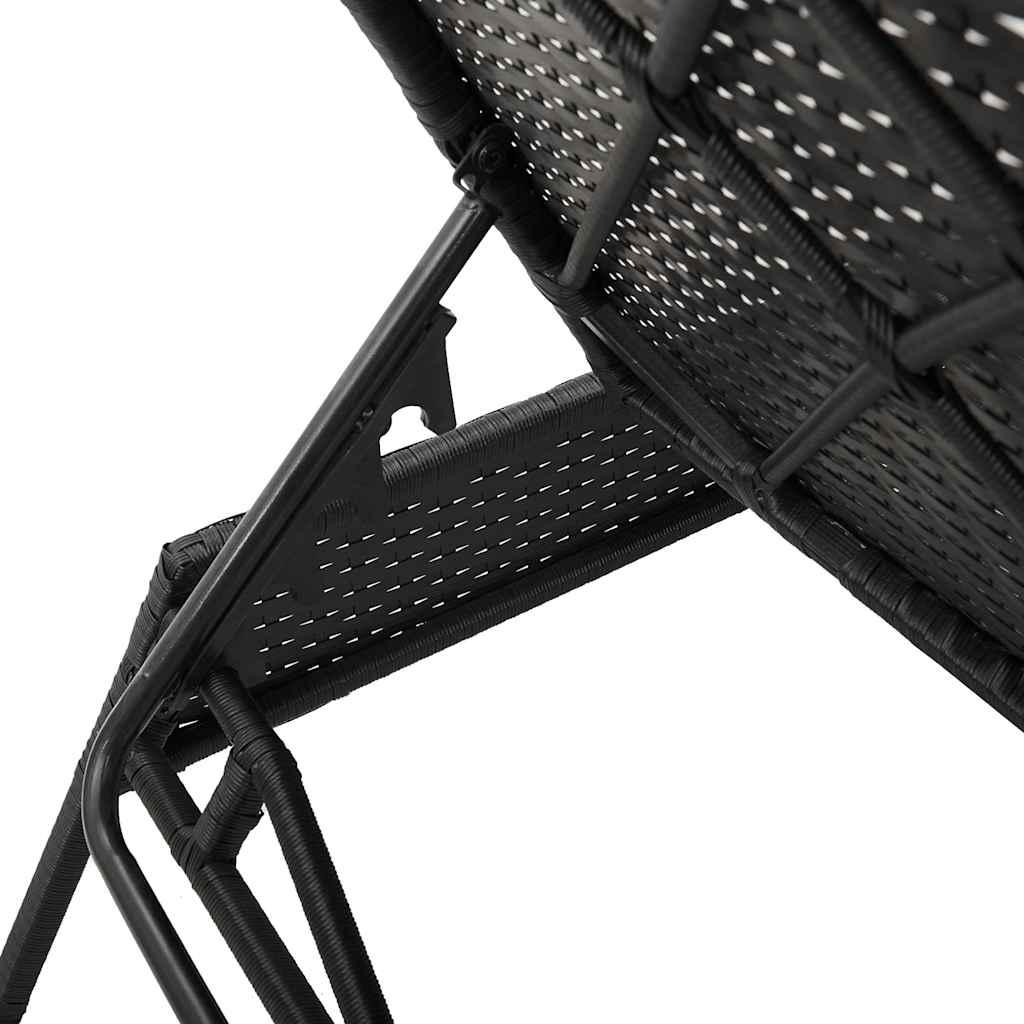 vidaXL Ligstoelen 2 st met kussens poly rattan zwart
