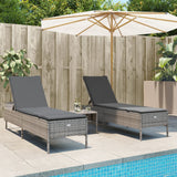 vidaXL Ligstoelen 2 st met kussens poly rattan zwart