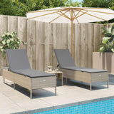 vidaXL Ligstoelen 2 st met kussens poly rattan zwart