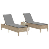 vidaXL Ligstoelen 2 st met kussens poly rattan zwart