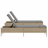 vidaXL Ligstoelen 2 st met kussens poly rattan zwart