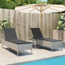 vidaXL Ligstoelen 2 st met kussens poly rattan zwart