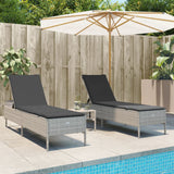 vidaXL Ligstoelen 2 st met kussens poly rattan zwart