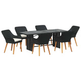vidaXL Garden Dining Set with Cushions 7 pcs Black Poly Rattan