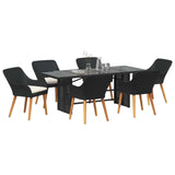 vidaXL Garden Dining Set with Cushions 7 pcs Black Poly Rattan