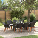vidaXL Garden Dining Set with Cushions 7 pcs Black Poly Rattan