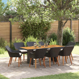 vidaXL Garden Dining Set with Cushions 7 pcs Black Poly Rattan