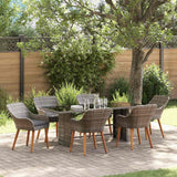vidaXL Garden Dining Set with Cushions 7 pcs Black Poly Rattan