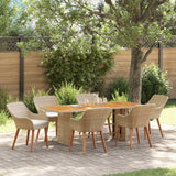 vidaXL Garden Dining Set with Cushions 7 pcs Black Poly Rattan