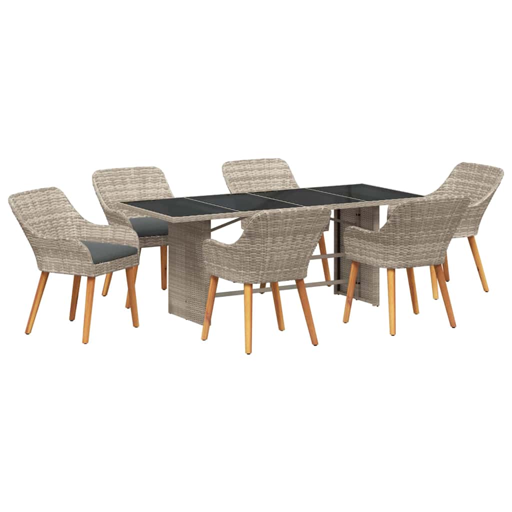 vidaXL Garden Dining Set 7 pcs Light Grey poly rattan