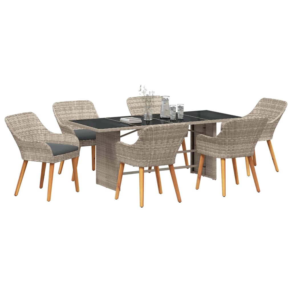 vidaXL Garden Dining Set 7 pcs Light Grey poly rattan