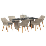 vidaXL Garden Dining Set 7 pcs Light Grey poly rattan