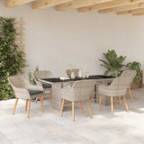vidaXL Garden Dining Set 7 pcs Light Grey poly rattan