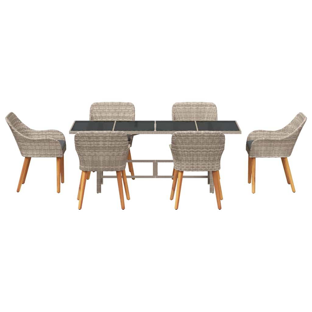vidaXL Garden Dining Set 7 pcs Light Grey poly rattan