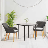 vidaXL Tuin Eettafel Set met kussen 3 pcs Zwart poly rattan