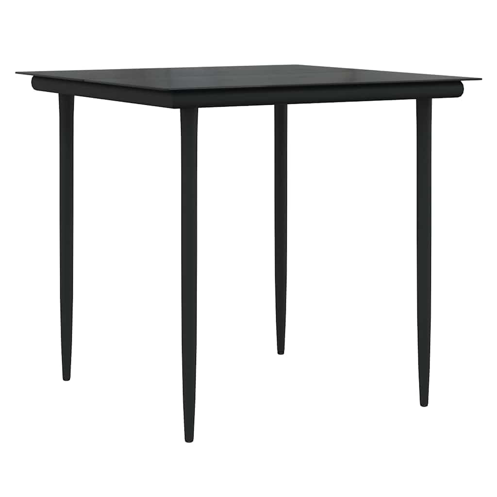 vidaXL Tuin Eettafel Set met kussen 3 pcs Zwart poly rattan