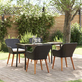 vidaXL Tuin Eettafel Set met kussen 3 pcs Zwart poly rattan