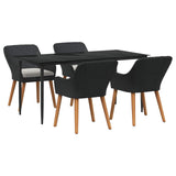 vidaXL Tuin Eettafel Set met kussen 3 pcs Zwart poly rattan