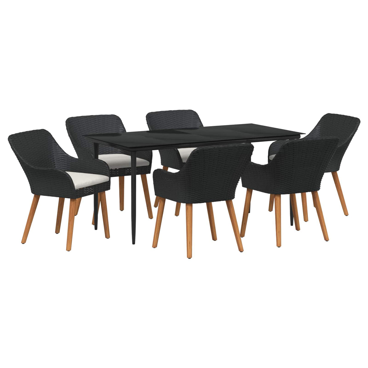 vidaXL Tuin Eettafel Set met kussen 3 pcs Zwart poly rattan