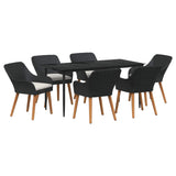 vidaXL Tuin Eettafel Set met kussen 3 pcs Zwart poly rattan