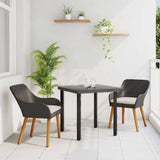vidaXL Garden Dining Set with Cushions 3 pcs Black Poly Rattan